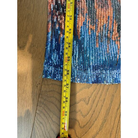 NWT L&B Sequin Multicolor Maxi‎ Dress Slits Adjustable Straps Pink Blue - Picture 7 of 9